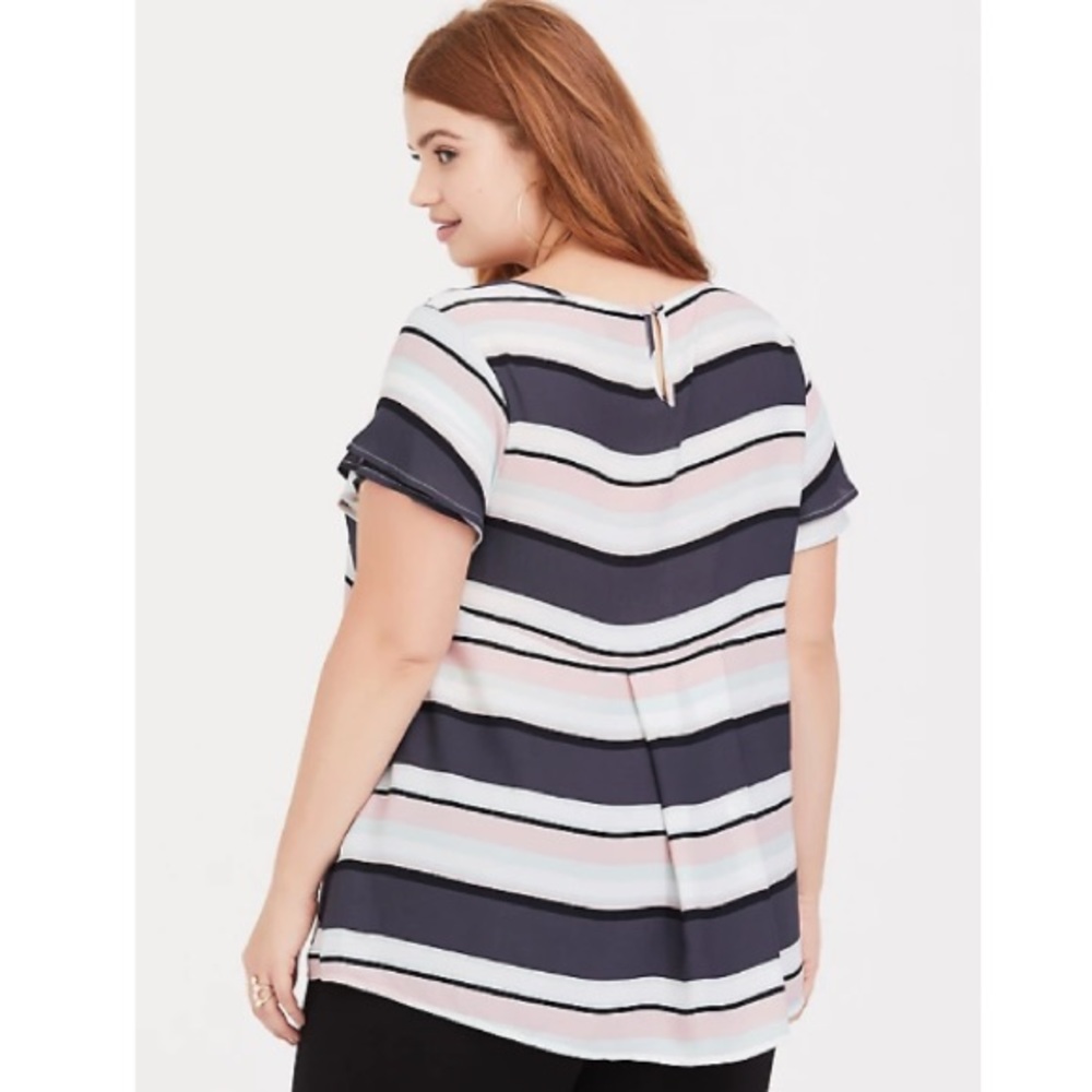 Torrid Multi Stripe Georgette Flutter Sleeve Top - image 3